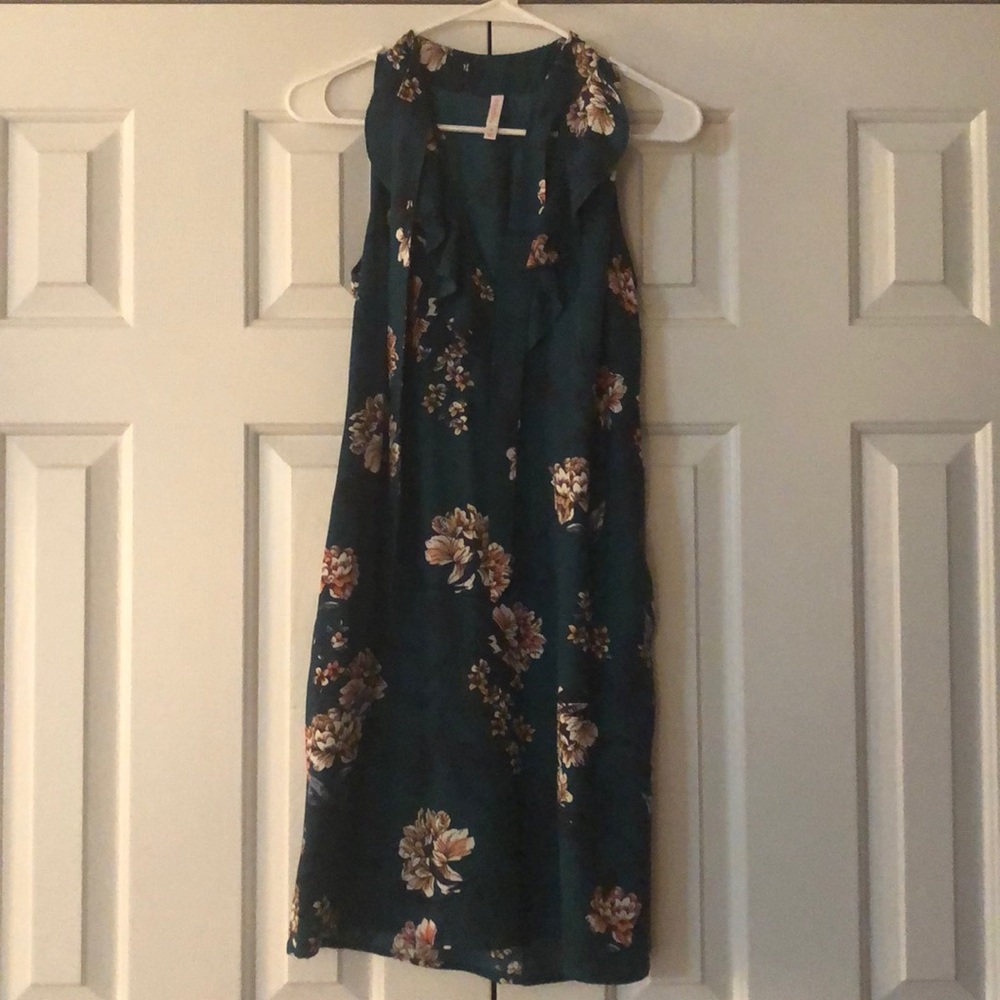 Short green floral dress